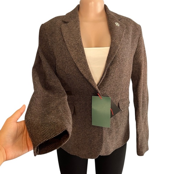 Tru Clothing Blazer Tweed Herringbone Wool Classic  Vintage 1920s Style - Picture 4 of 10